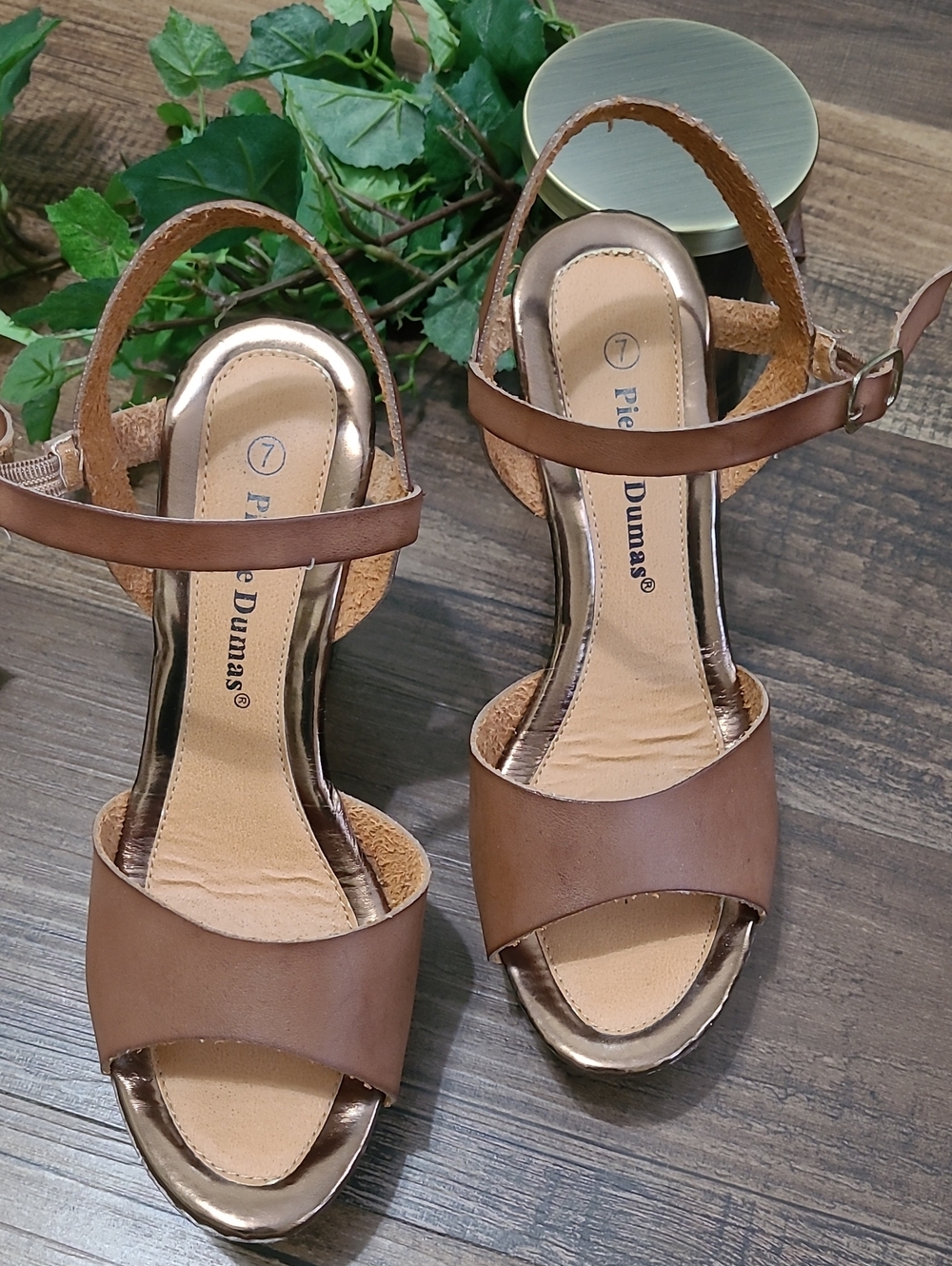 Brown Leather Platform Heels - Picture 2 of 11